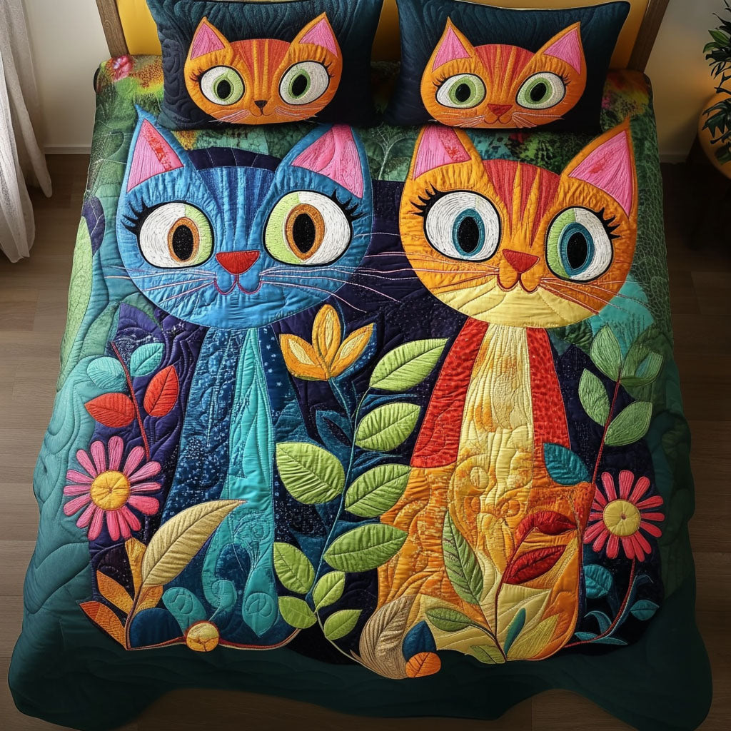 Whisker Garden 3-Piece Quilted Bedding Set NCU0NT7353