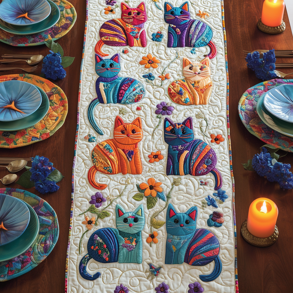 Whisker Parade Quilted Table Runner NCU0VH4365