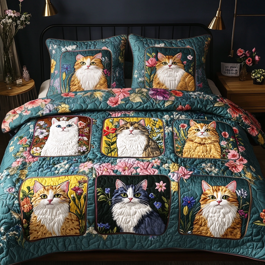 Whisker Patch 3-Piece Quilted Bedding Set NCU0VH5032