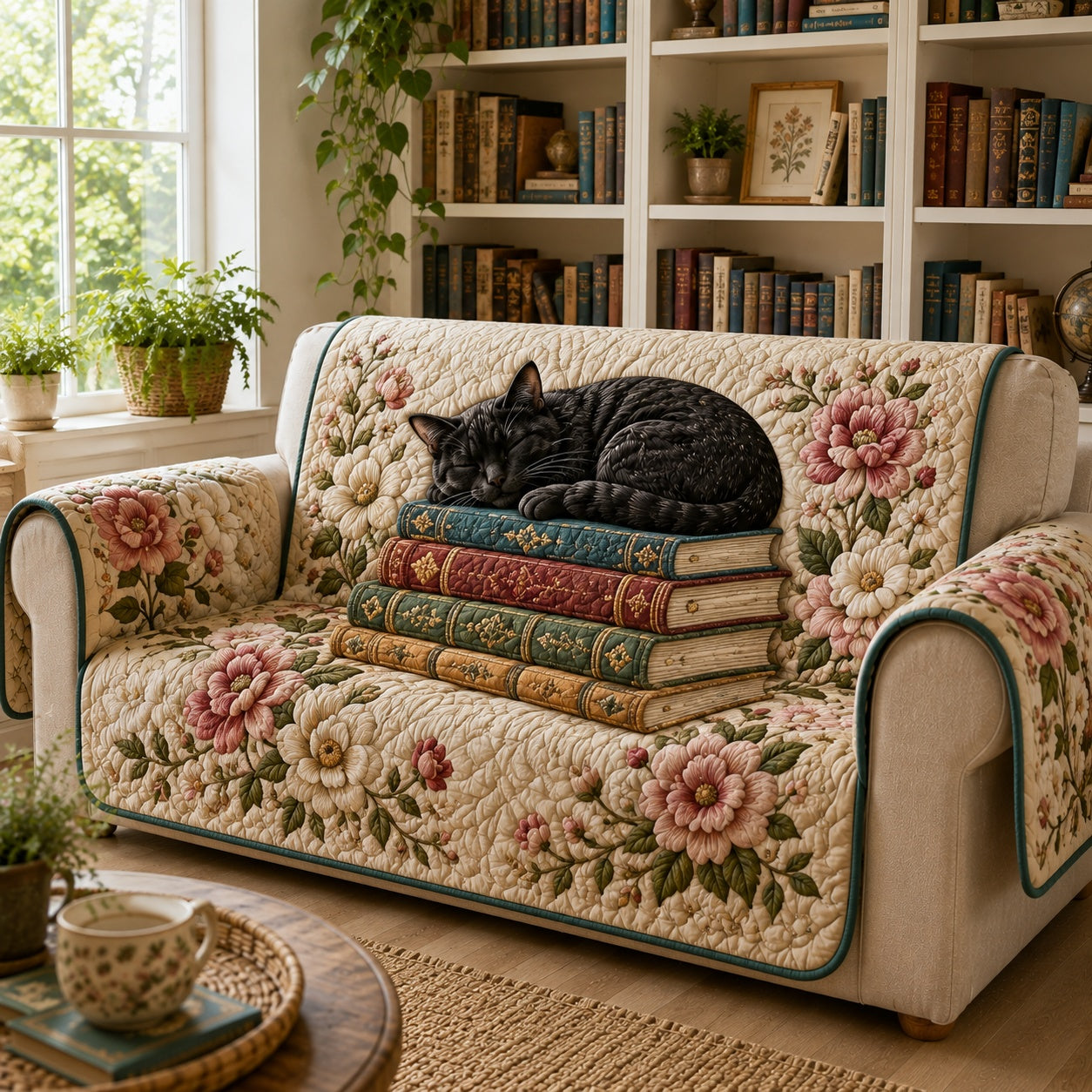 Whisker Storybook Bloom Quilted Sofa Cover NCU0VL3927