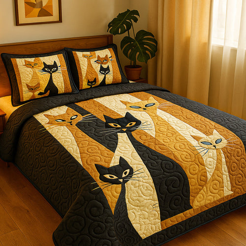 Whisker Watchers 3-Piece Quilted Bedding Set NCU0NT5694