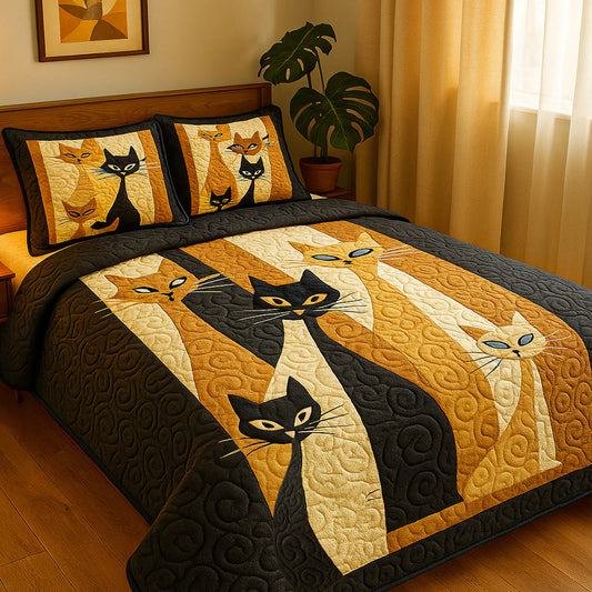 Whisker Watchers 3-Piece Quilted Bedding Set NCU0NT5694