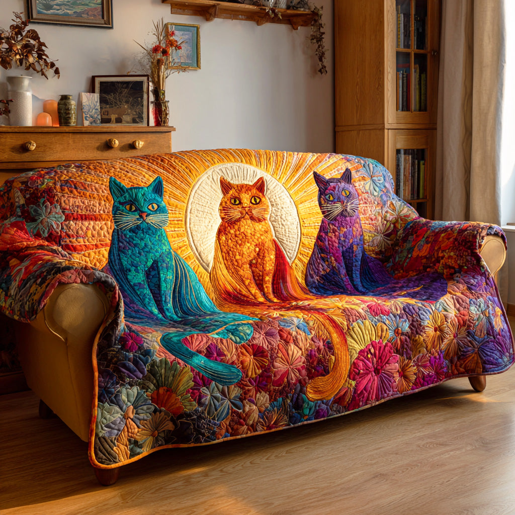 Whisker Wonderland Quilted Sofa Cover NCU0TD1216