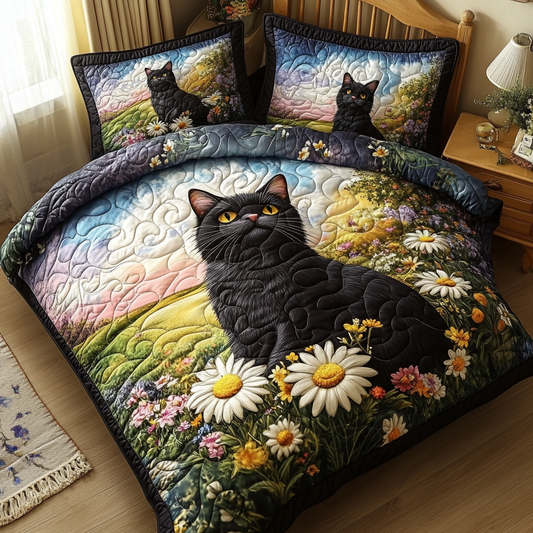 Whiskered Blooms Quilted Bedding Set NCU0DV4901