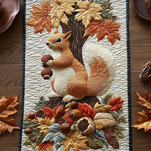 Whiskered Autumn Squirrel Quilted Table Runner NCU0PT8130