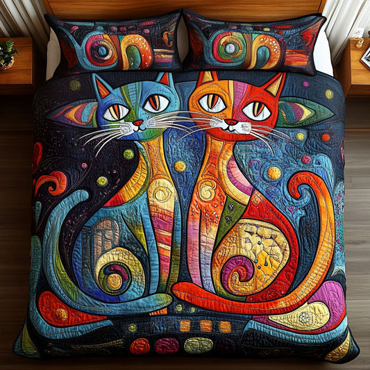 Whiskered Love 3-Piece Quilted Bedding Set NCU0PT2983