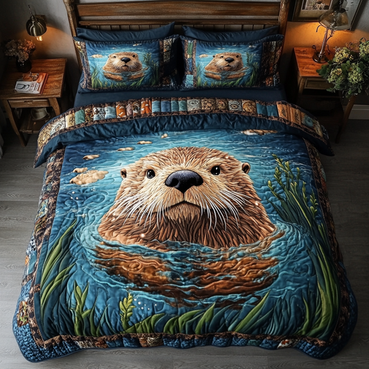Whiskered Waves 3-Piece Quilted Bedding Set NCU0DK5827