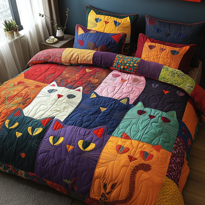 Whiskered Wonders 3-Piece Quilted Bedding Set NCU0DV4212
