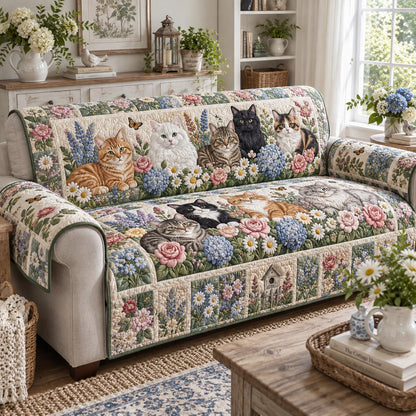 Whiskers In Bloom Quilted Sofa Cover NCU0DV10086