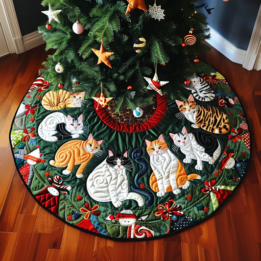 Whiskers in Winter Christmas Quilted Tree Skirt NCU0DV1500