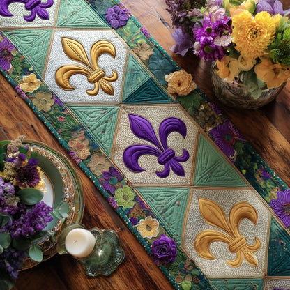 Whisper of Mardi Gras Quilted Table Runner NCU0PT11109