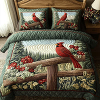 Whispering Cardinal 3-Piece Quilted Bedding Set NCU0DV6663