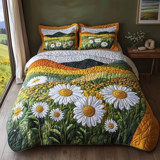 Whispering Daisies Quilted Bedding Set NCU0DV4796