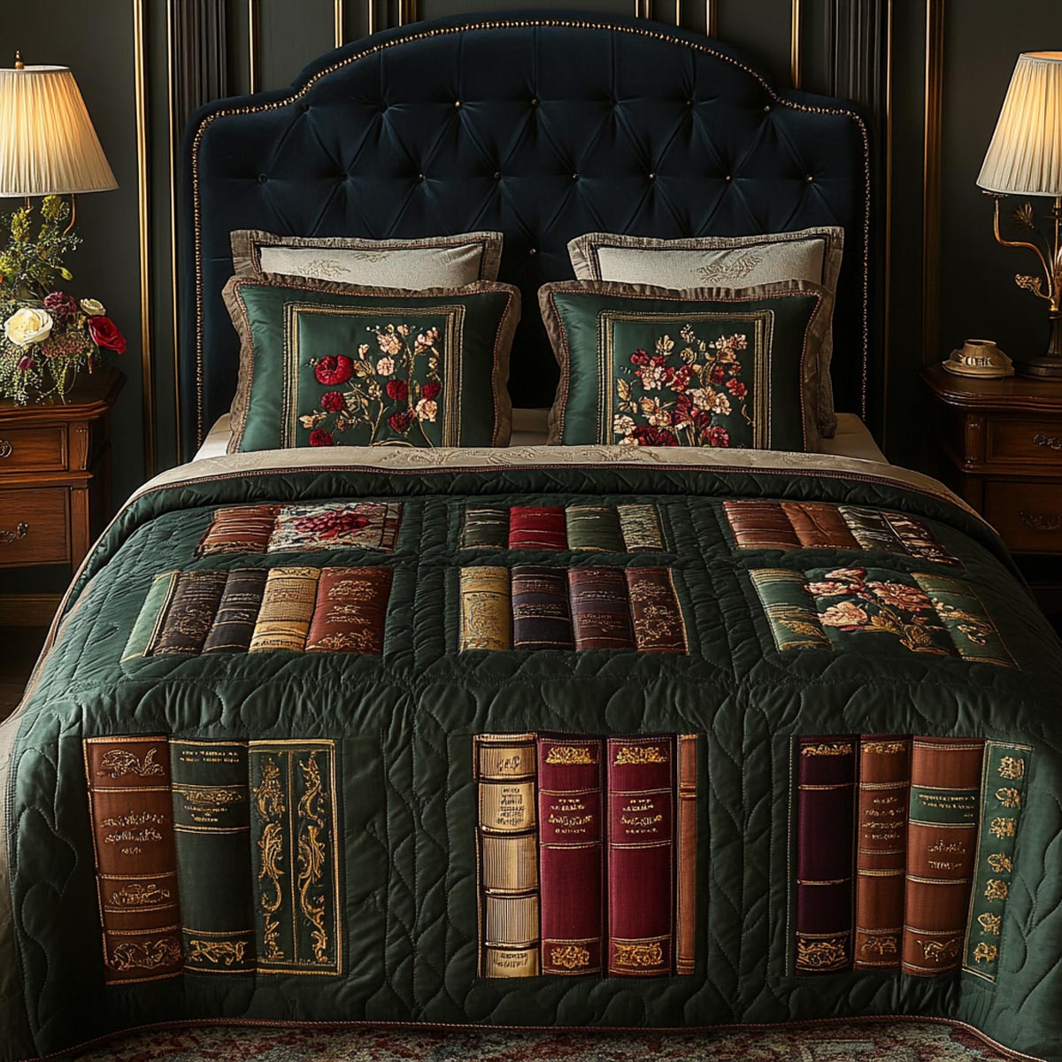 Whispering Books 3-Piece Quilted Bedding Set NCU0DV9043