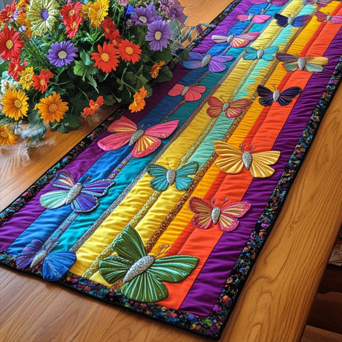 Whispering Butterflies Quilted Table Runner NCU0PT5690