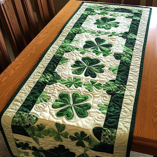 Whispering Clovers Quilted Table Runner NCU0PT3283