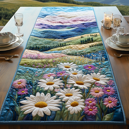 Whispering Daisies Quilted Table Runner NCU0DV4985