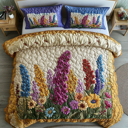 Whispering Delphinium 3-Piece Quilted Bedding Set NCU0PT6882