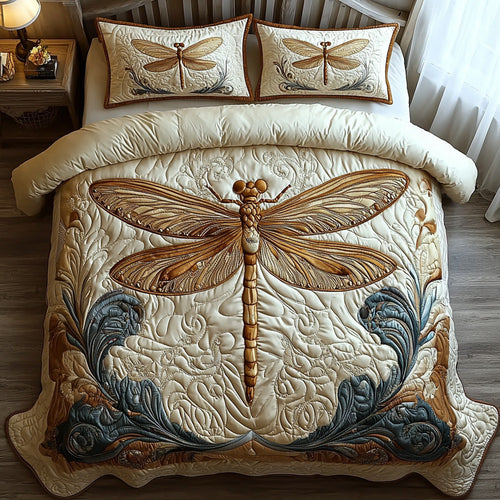 Whispering Dragonfly 3-Piece Quilted Bedding Set NCU0DV6531