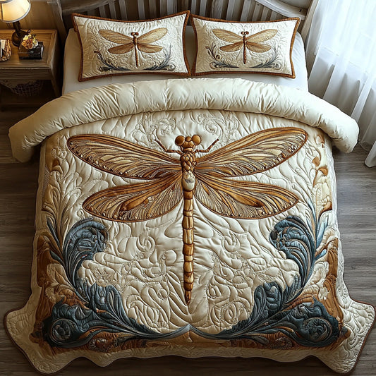 Whispering Dragonfly 3-Piece Quilted Bedding Set NCU0DV6531