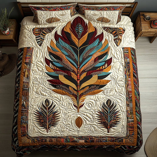 Whispering Feather 3-Piece Quilted Bedding Set NCU0PT7410