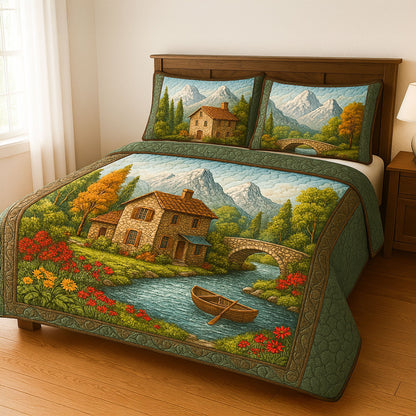 Whispering Gardens 3-Piece Quilted Bedding Set NCU0PT5792