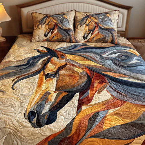 Whispering Hooves 3-Piece Quilted Bedding Set NCU0NT12078