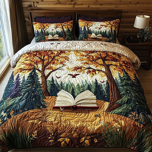 Whispering Leaves 3-Piece Quilted Bedding Set NCU0DV6196