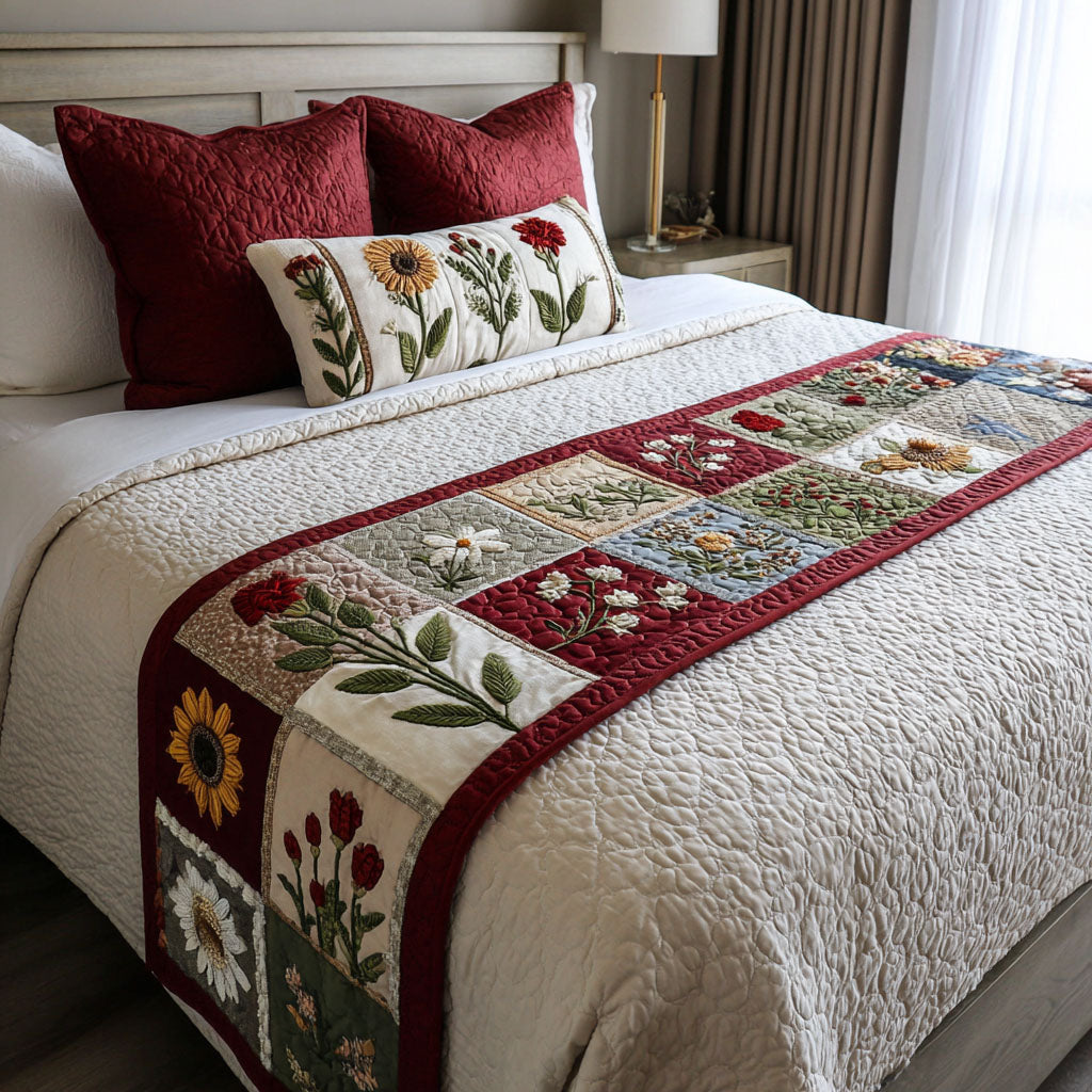 Whispering Leaves Quilted Bed Runner NCU0PT11169