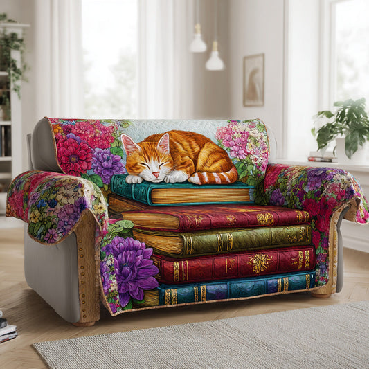 Whispering Pages Cat Quilted Sofa Cover NCU0TD1560