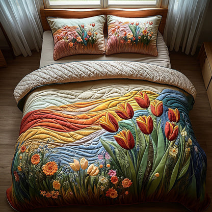 Whispering Petals 3-Piece Quilted Bedding Set NCU0DV6623