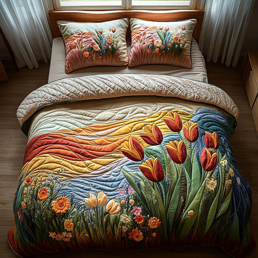 Whispering Petals 3-Piece Quilted Bedding Set NCU0DV6623