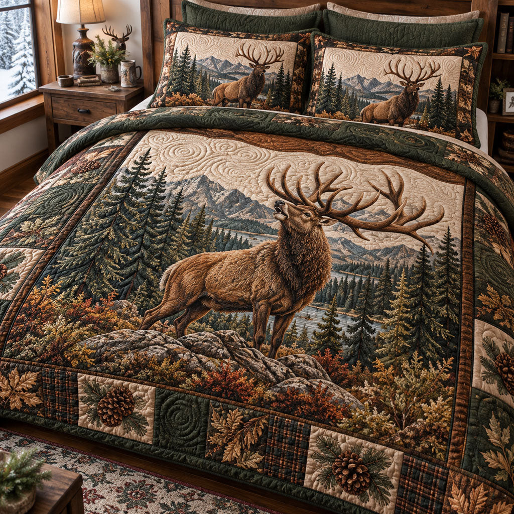 Whispering Pine Wilderness 3-Piece Quilted Bedding Set NCU0PT12211