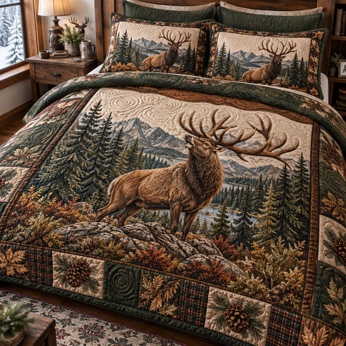 Whispering Pine Wilderness 3-Piece Quilted Bedding Set NCU0PT12211