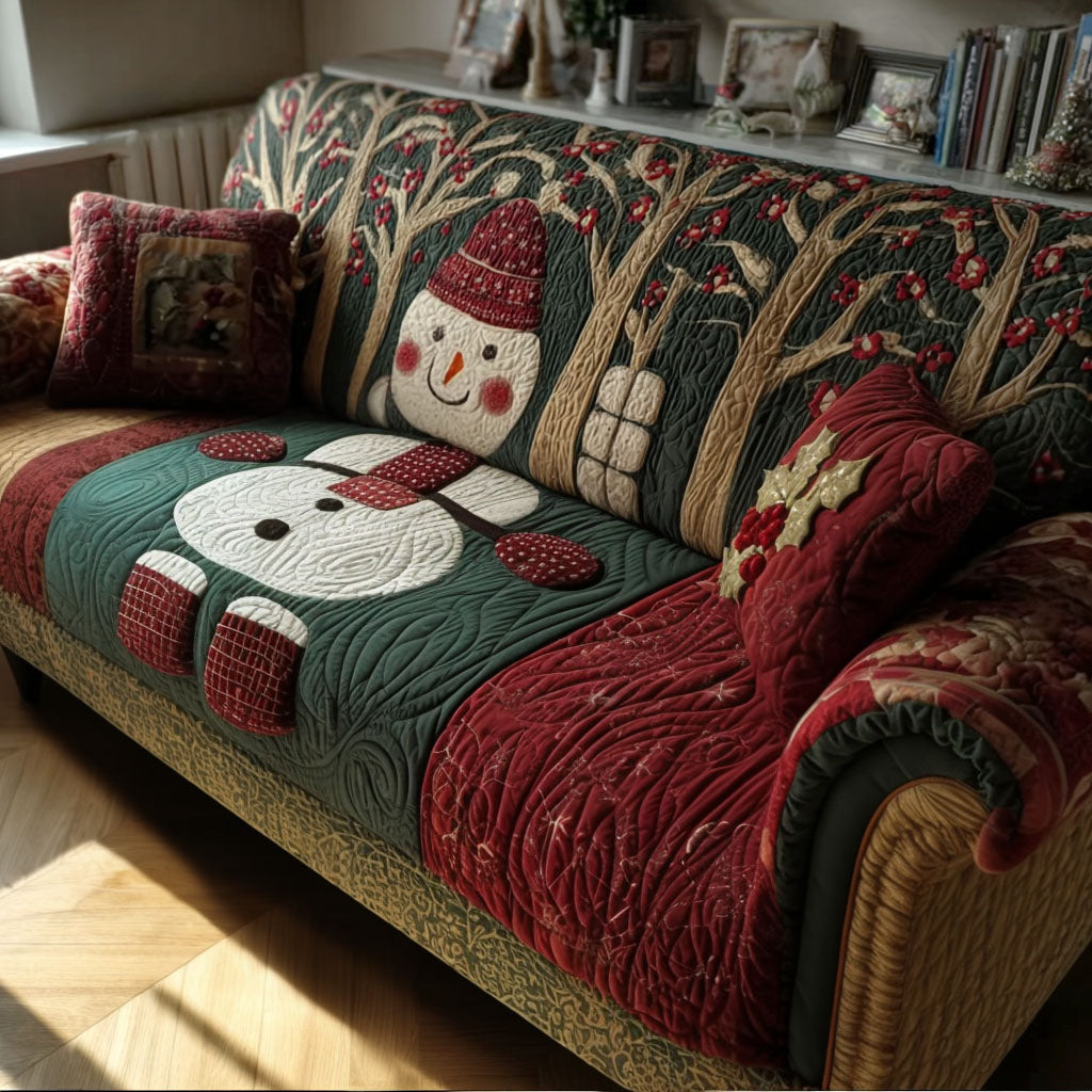 Whispering Pines Frost Quilted Sofa Cover NCU0PT10385