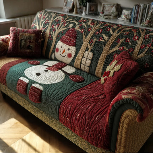 Whispering Pines Frost Quilted Sofa Cover NCU0PT10385