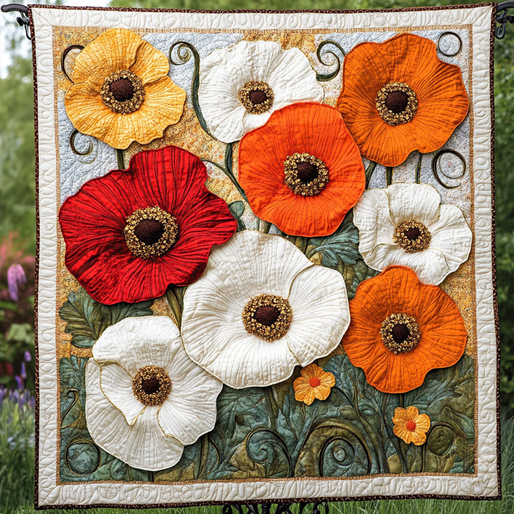 Whispering Poppies Quilted Blanket NCU0NT5984