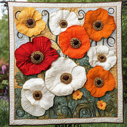 Whispering Poppies Quilted Blanket NCU0NT5984