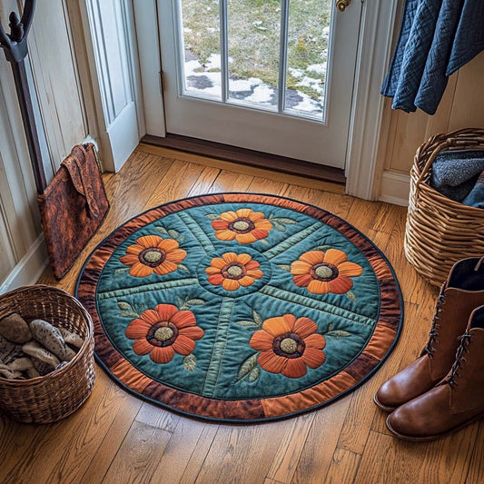 Whispering Poppy Path Quilted Round Mat NCU0XD136