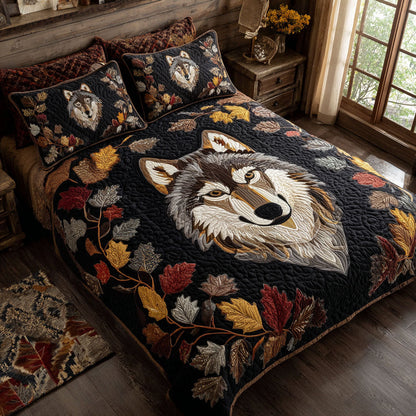 Whispering Spirit Wolf 3-Piece Quilted Bedding Set NCU0PT9838