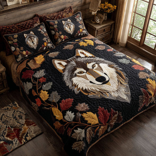 Whispering Spirit Wolf 3-Piece Quilted Bedding Set NCU0PT9838