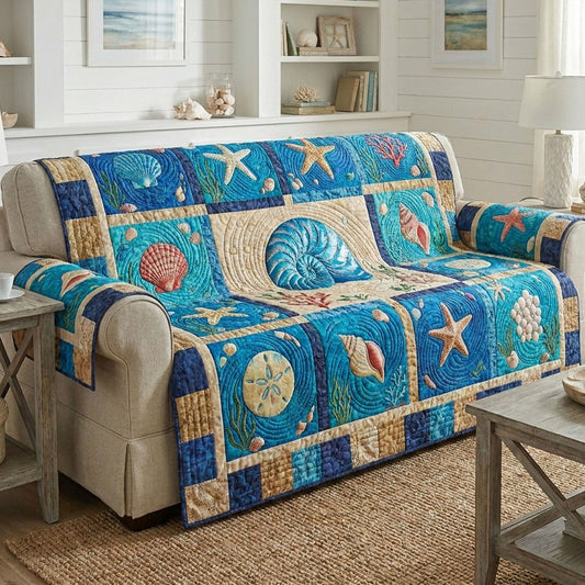 Whispering Tides Quilted Sofa Cover NCU0PT11801