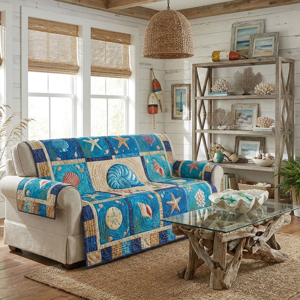 Whispering Tides Quilted Sofa Cover NCU0PT11801