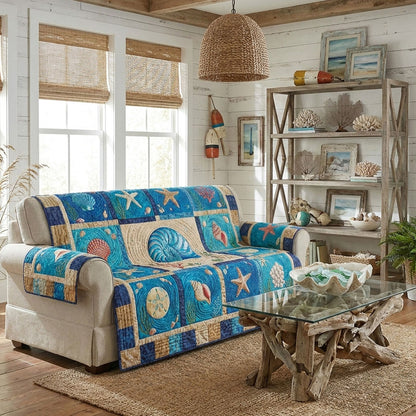 Whispering Tides Quilted Sofa Cover NCU0PT11801