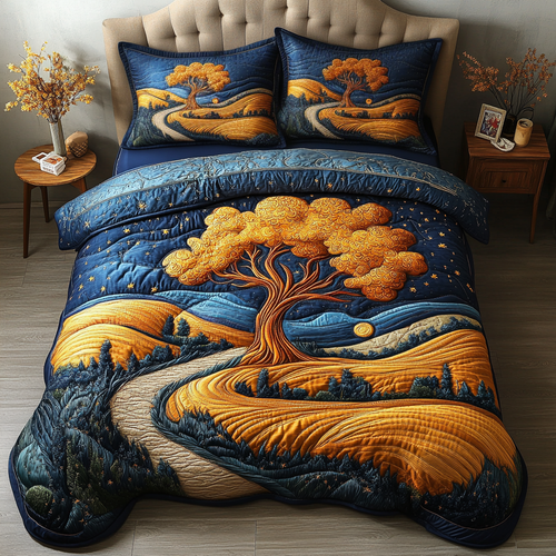 Whispering Trees 3-Piece Quilted Bedding Set NCU0DK4827