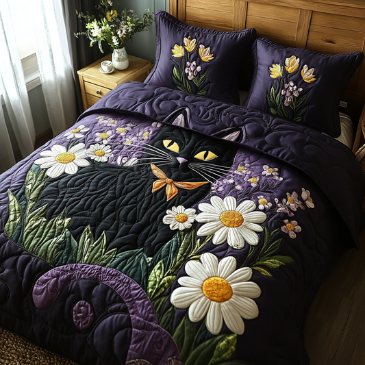 Whispering Whisker 3-Piece Quilted Bedding Set NCU0DV5724