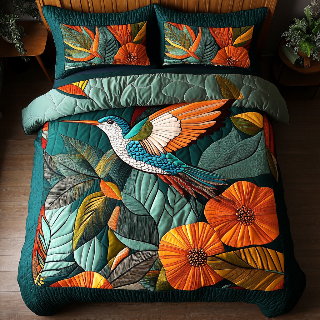 Whispering Wings 3-Piece Quilted Bedding Set NCU0DK5642