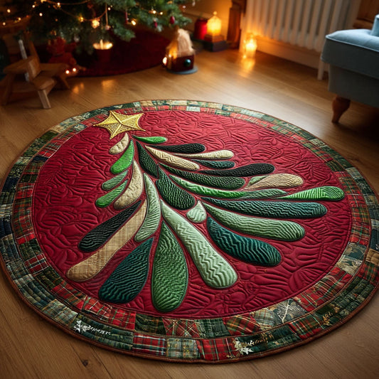 Whispering Winter Pines Quilted Round Mat NCU0TV169
