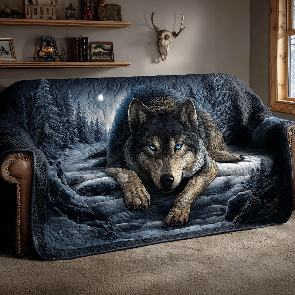 Whispering Wolf Trail Quilted Sofa Cover NCU0PT9787