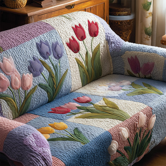 Whispers of Tulip Quilted Sofa Cover NCU0TH3635